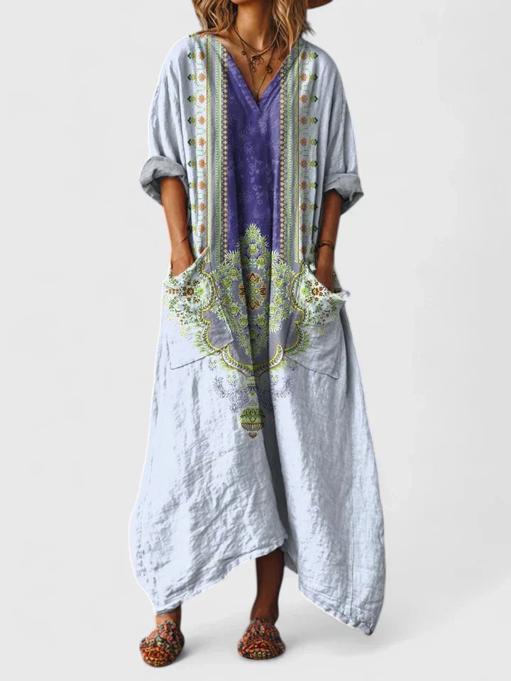 Valentina | Women's Paisley Print V-Neck Maxi Dress
