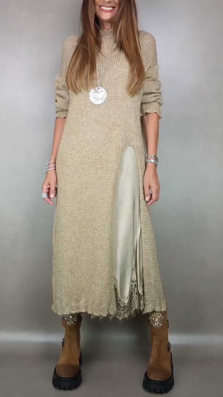 Saoirse | Women's Knit Sweater Dress Long Sleeve Midi