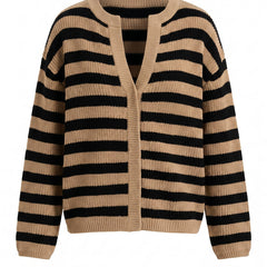 Katharine Women's Striped V-Neck Button-Front Sweater Dress