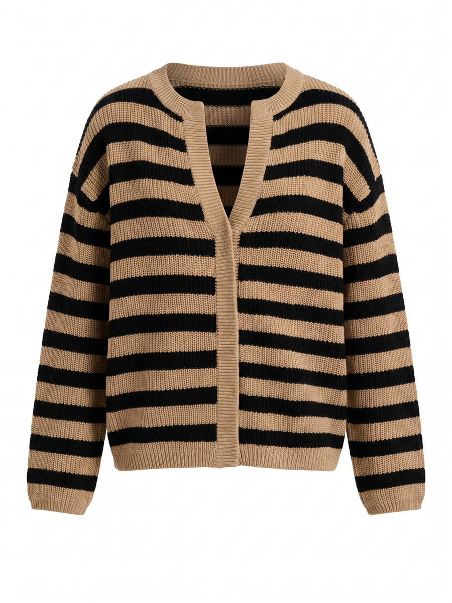 Katharine Women's Striped V-Neck Button-Front Sweater Dress