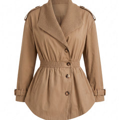 Gloria Women's Ribbed-Collar Belted Trench Coat
