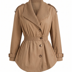 Gloria Women's Ribbed-Collar Belted Trench Coat