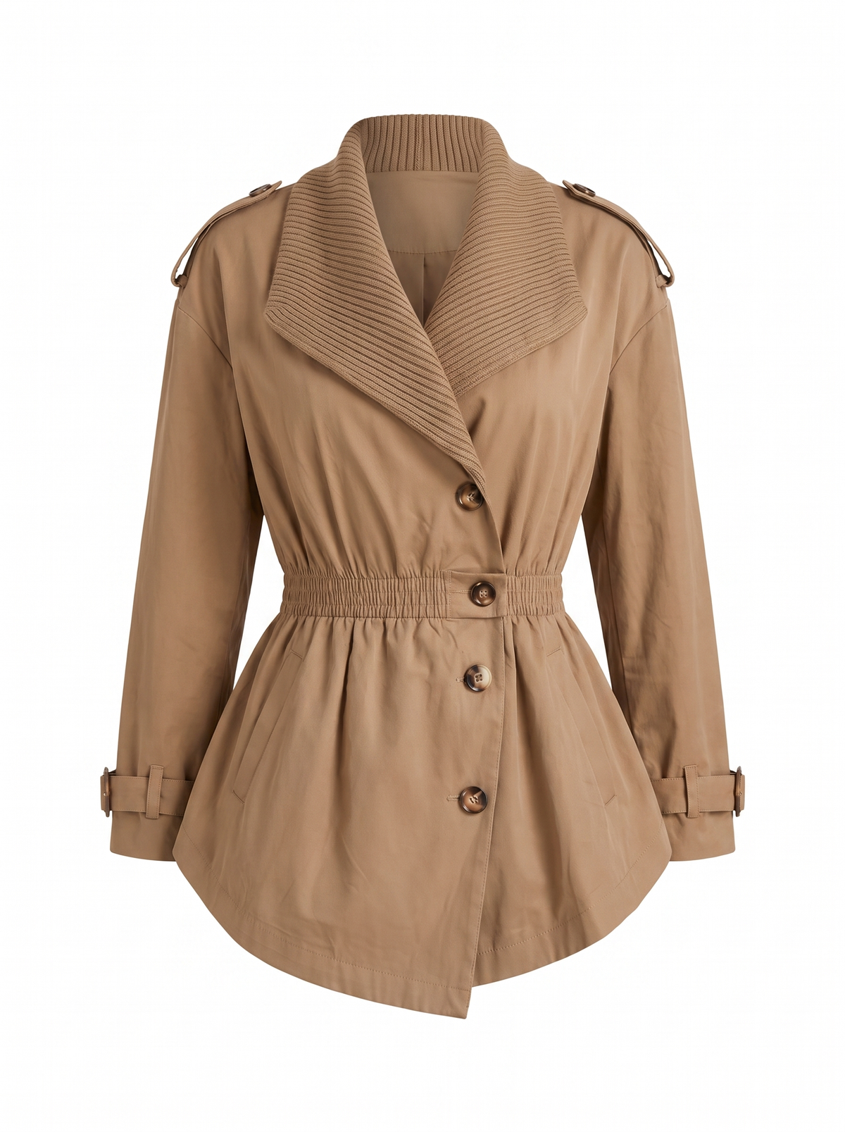 Gloria Women's Ribbed-Collar Belted Trench Coat