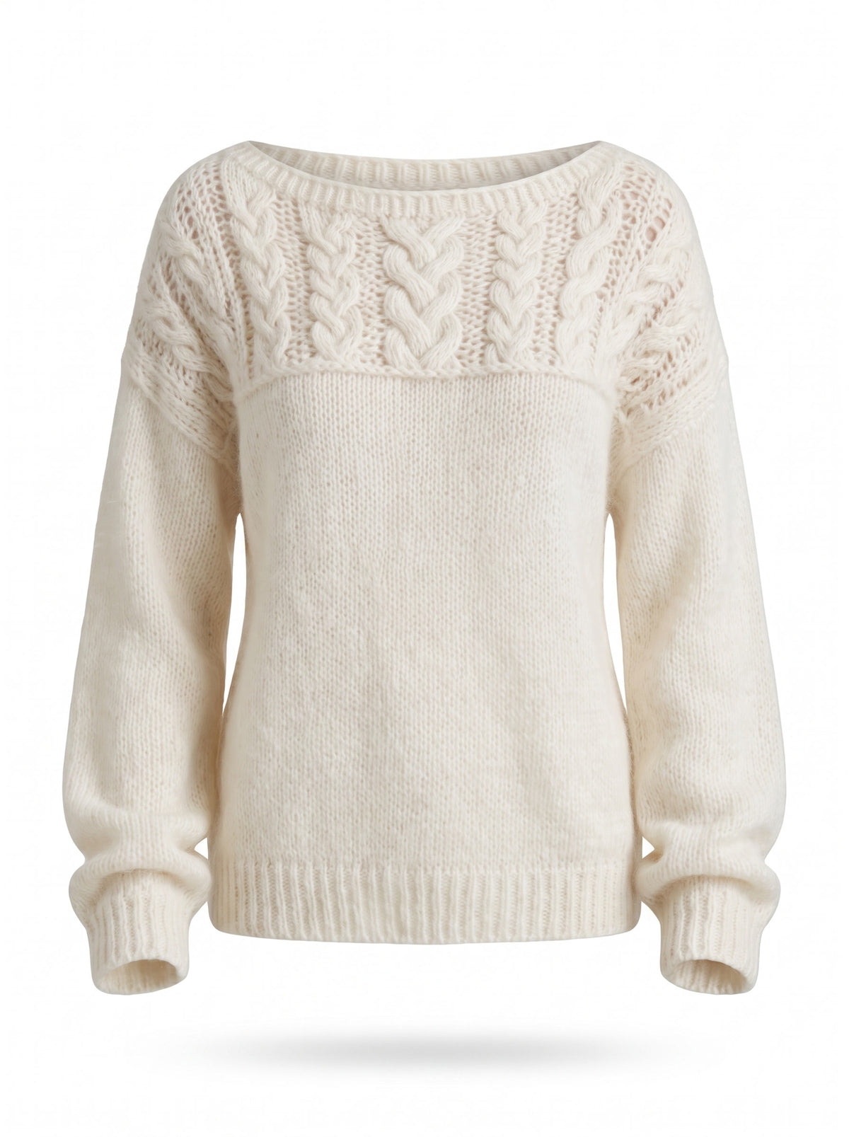Nella Women's Retro Cable Knit Sweater in White
