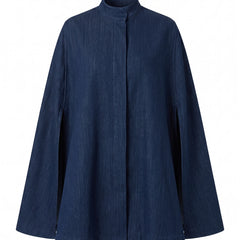 Iris Women's Denim Cape-Style Trench Coat in navy