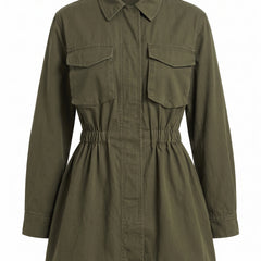 Lucille women's army green layered-panel utility jacket