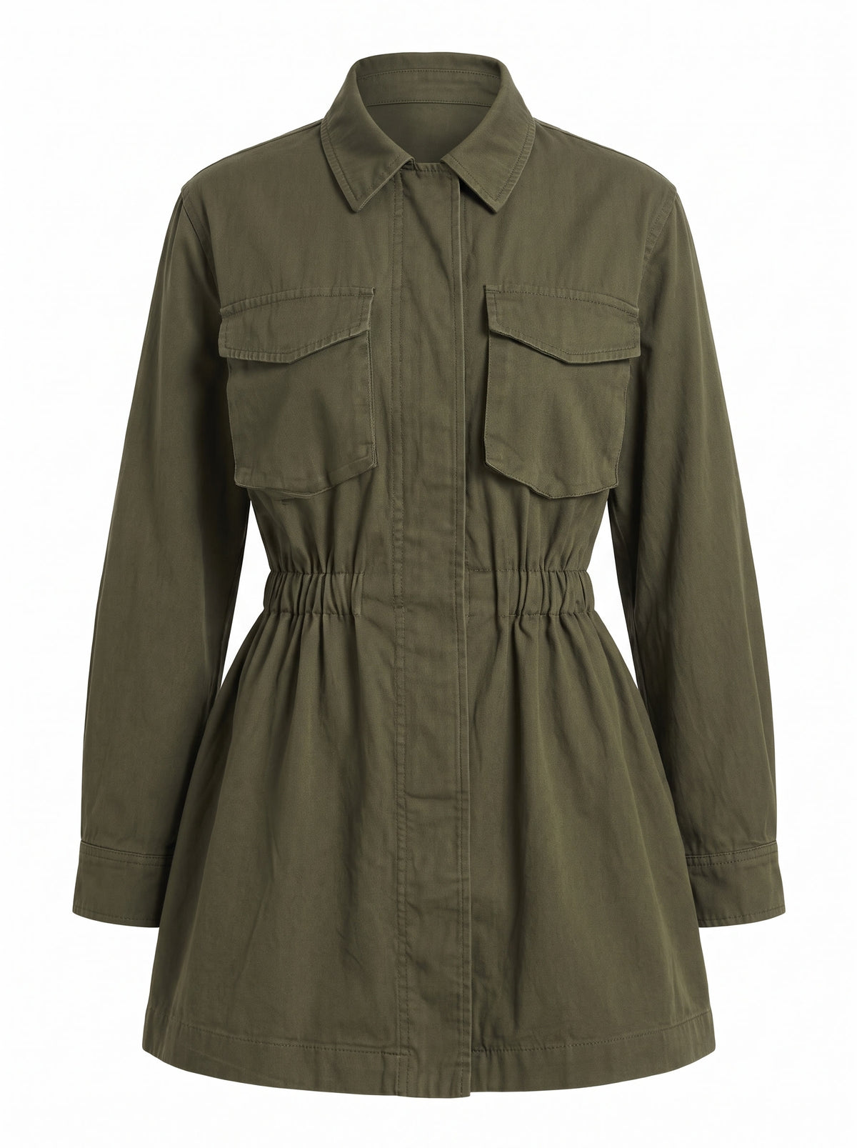 Lucille women's army green layered-panel utility jacket
