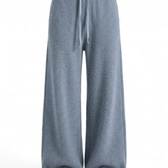 Clara-Wilhelmina women's high-waist drawstring knit wide-leg pants in dusty blue