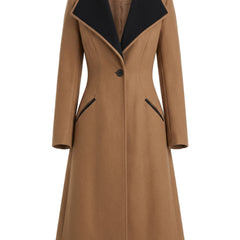 Judith-Celeste women's camel contrast-lapel tailored wool coat