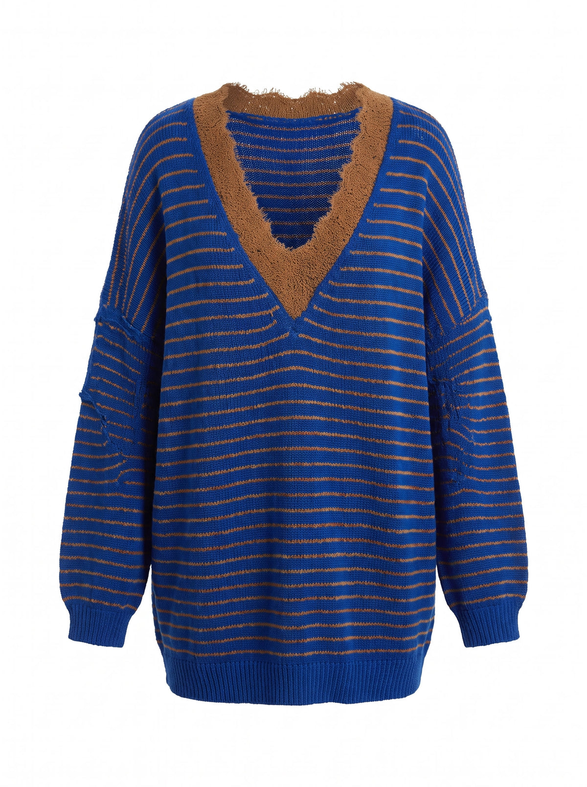 Isabelle-Silvia Women's Striped Lace-Trim V-Neck Sweater Dress
