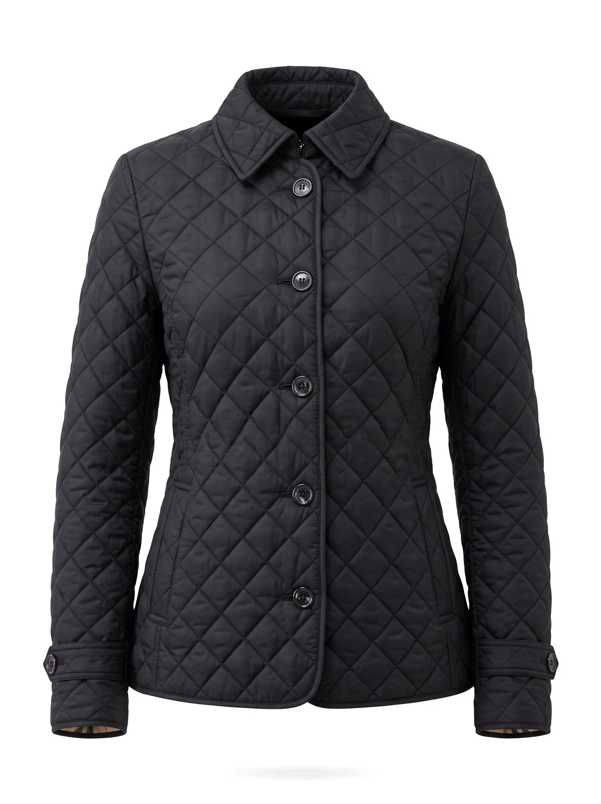 Genevieve-Aurelia women's black diamond-quilted puffer jacket