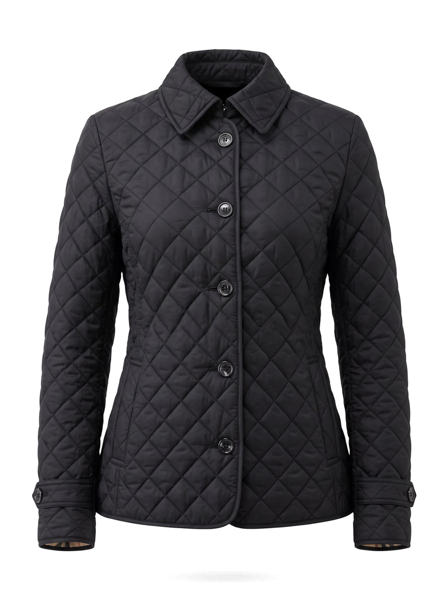 Genevieve-Aurelia women's black diamond-quilted puffer jacket