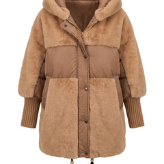 Sabine-Phyllis women's hooded longline puffer coat in camel