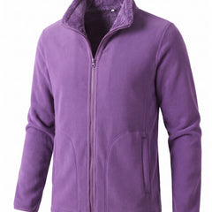 Women's purple fleece-lined zip-up jacket, ghost mannequin studio shot