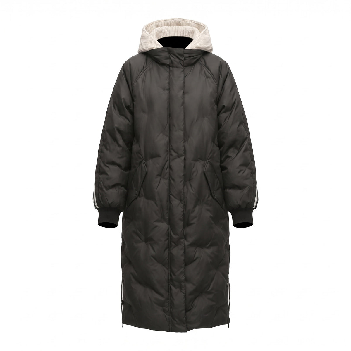 Women's Long Hooded Quilted Trench Coat