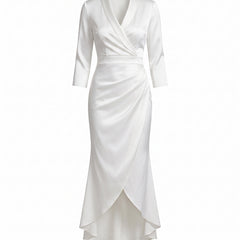 Valerie Women's Long-Sleeve Modern Midi Dress in White