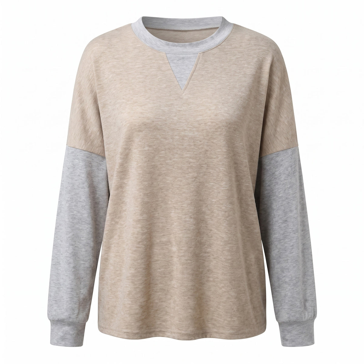 Judith Women's Two-Tone Oversized Sweater with Contrast Sleeves in Khaki