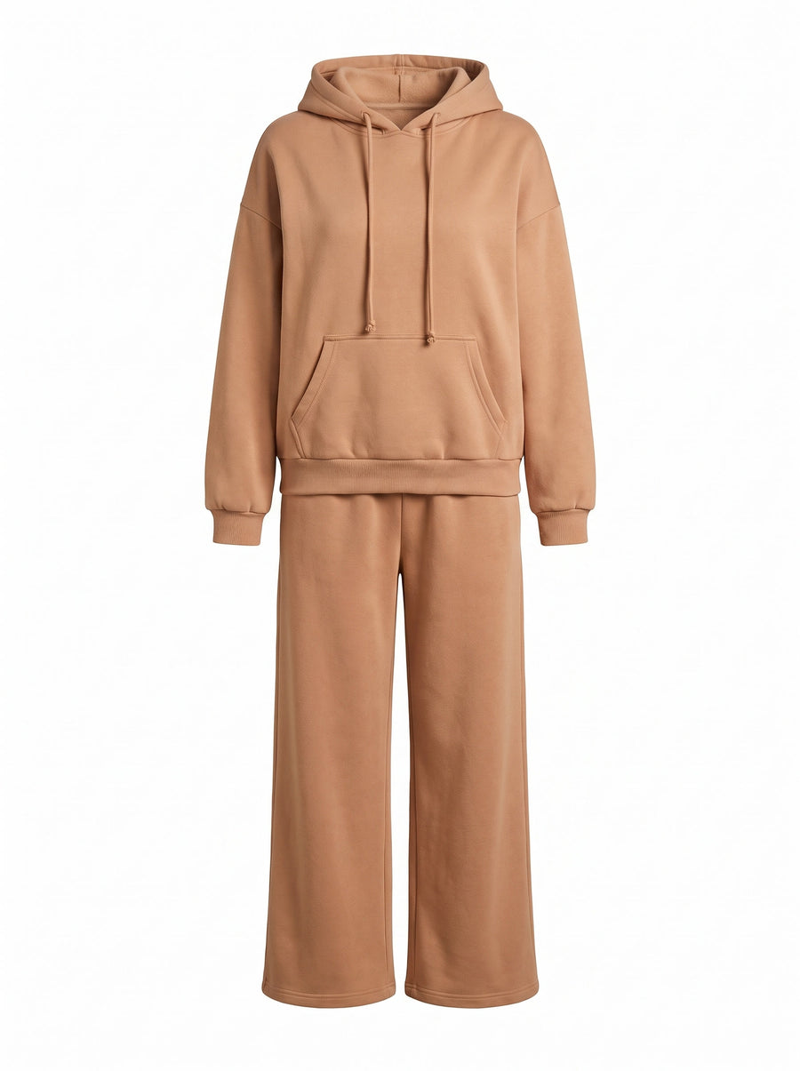 Stella Women's Oversized Hoodie and Wide-Leg Jogger Set in camel