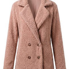 Evelina Women's Double-Breasted Teddy Blazer in Pink