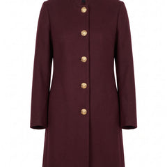 Bridget Women's Gold-Button Longline Knit Gilet in Burgundy