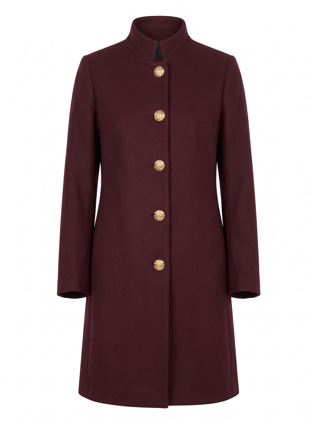 Bridget Women's Gold-Button Longline Knit Gilet in Burgundy