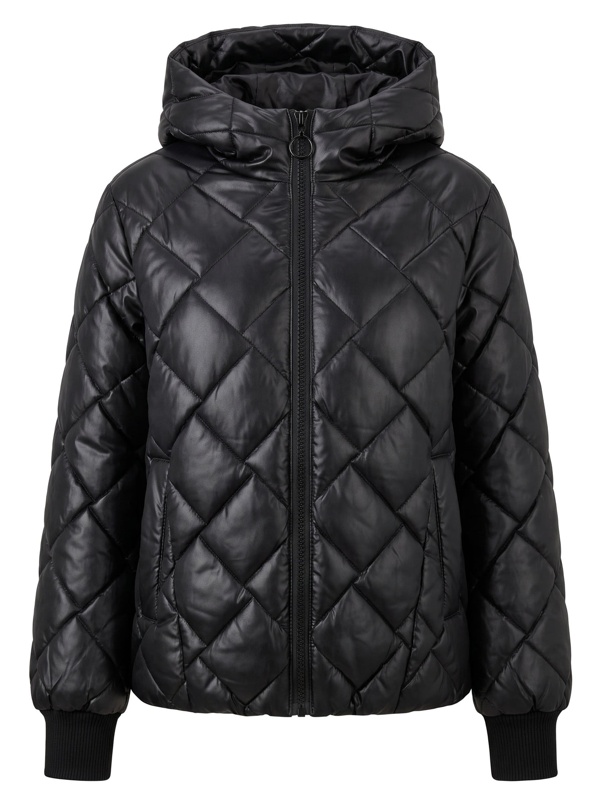 Agnes Women's Diamond-Quilted Oversized Hooded Puffer Jacket in Black