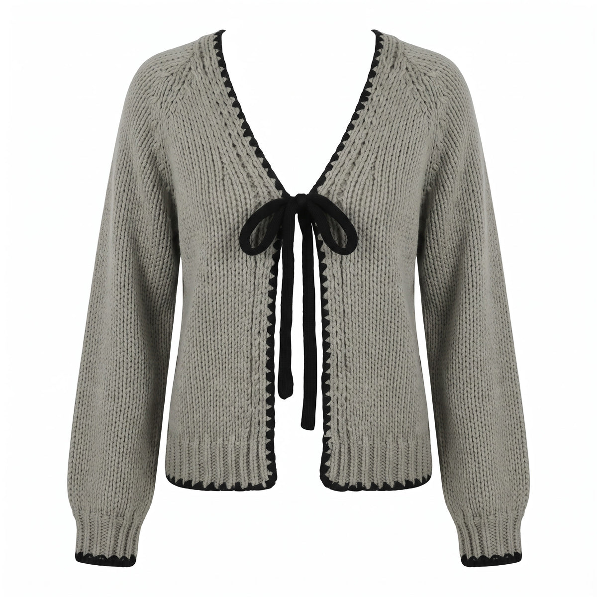 Regina Women's Open-Front Ribbed Cardigan with Full-Length Sleeves in Gray