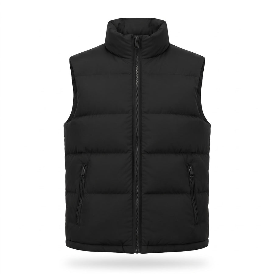 Matilda Women's Quilted Puffer Vest with Stand Collar in Black