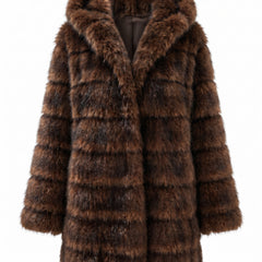 Bernadette Women's Hooded Faux Fur Coat in Brown