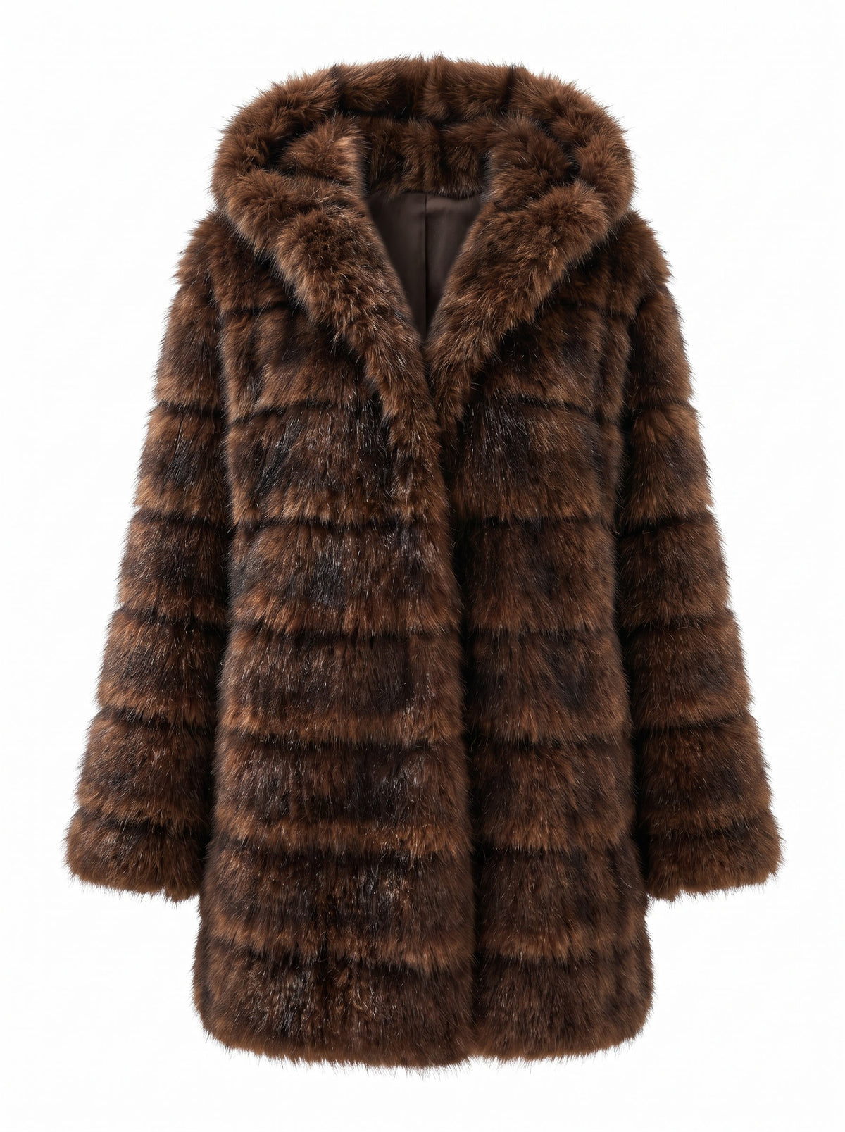 Bernadette Women's Hooded Faux Fur Coat in Brown