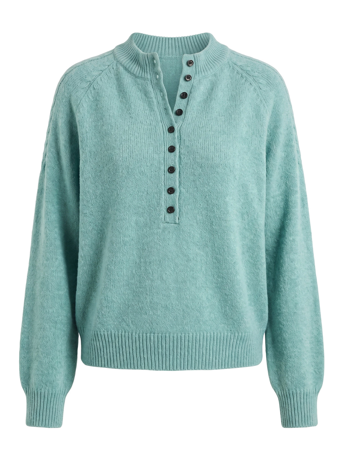 Birgit Women's Half-Button V-Neck Collar Knit Jumper in Emerald Green
