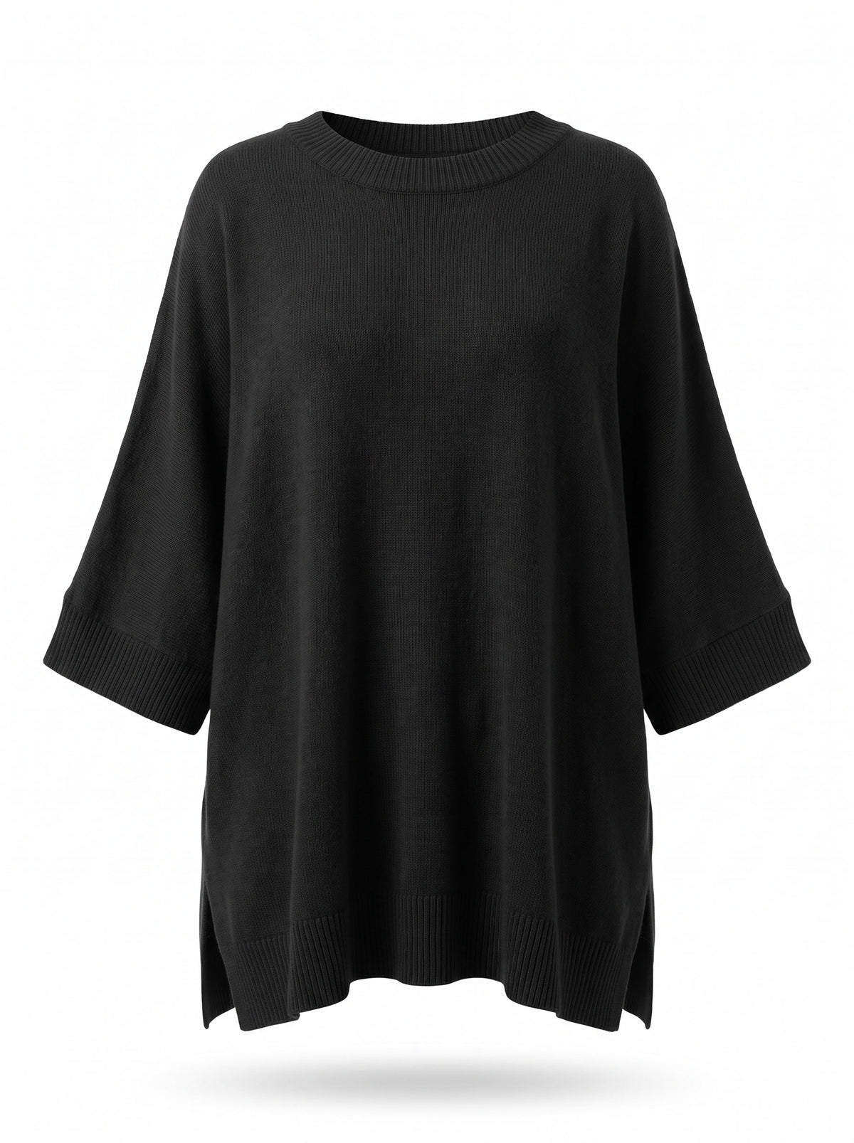 Dorothea Women's Relaxed Batwing Knit Jumper in Black
