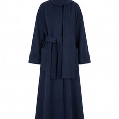Colette Women's Oversized Turtleneck Maxi Coat in Navy Blue