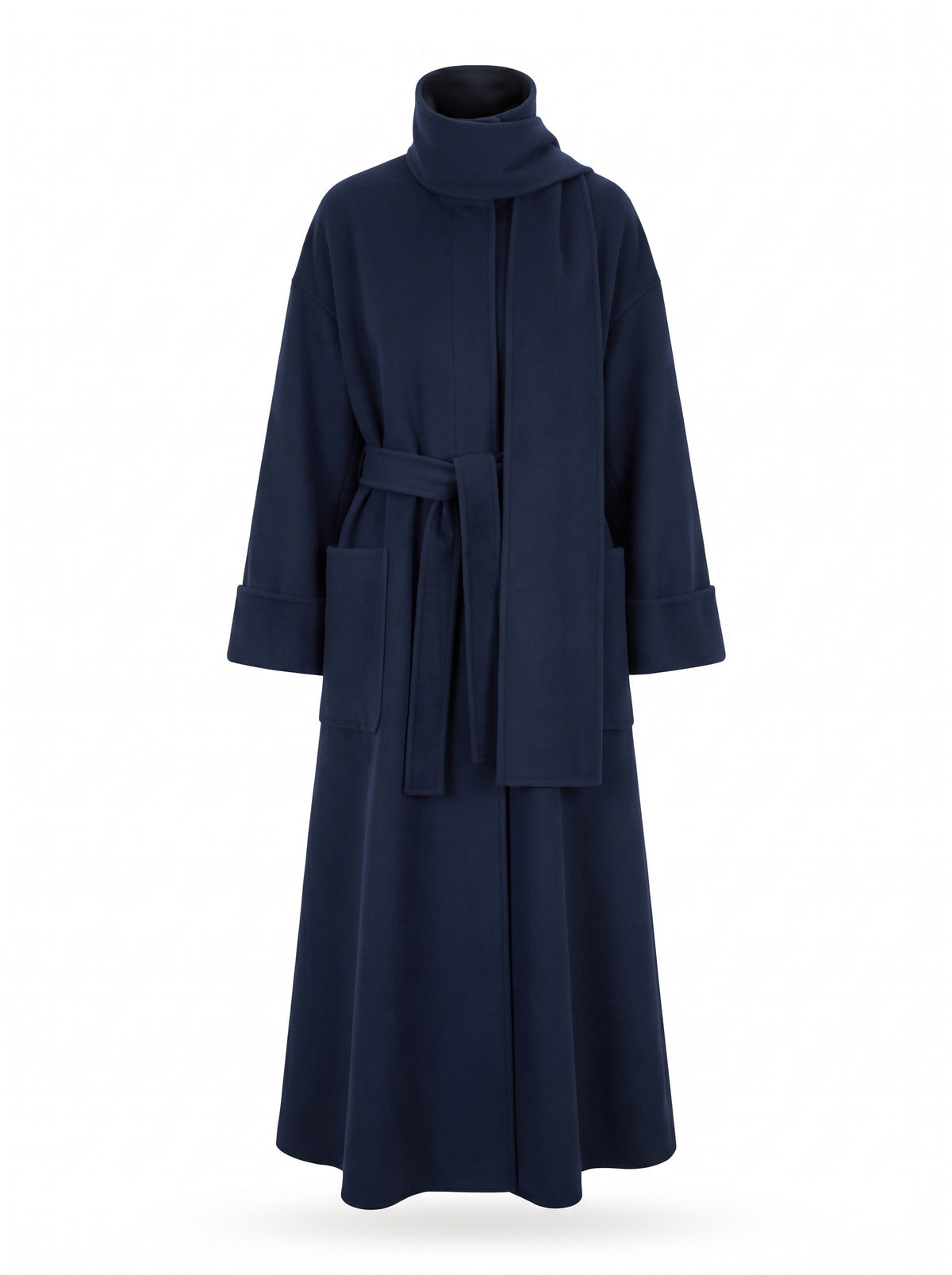 Colette Women's Oversized Turtleneck Maxi Coat in Navy Blue
