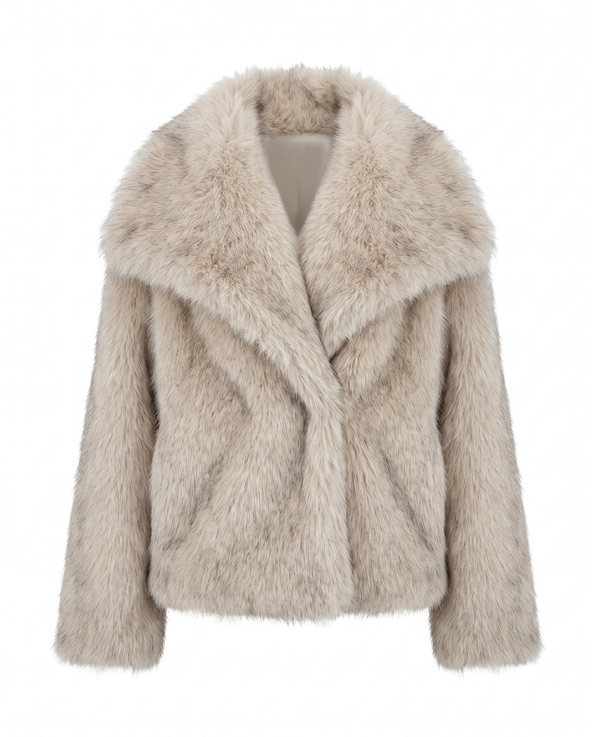 Erna Women's Faux Fur Collar Jacket in Beige Grey