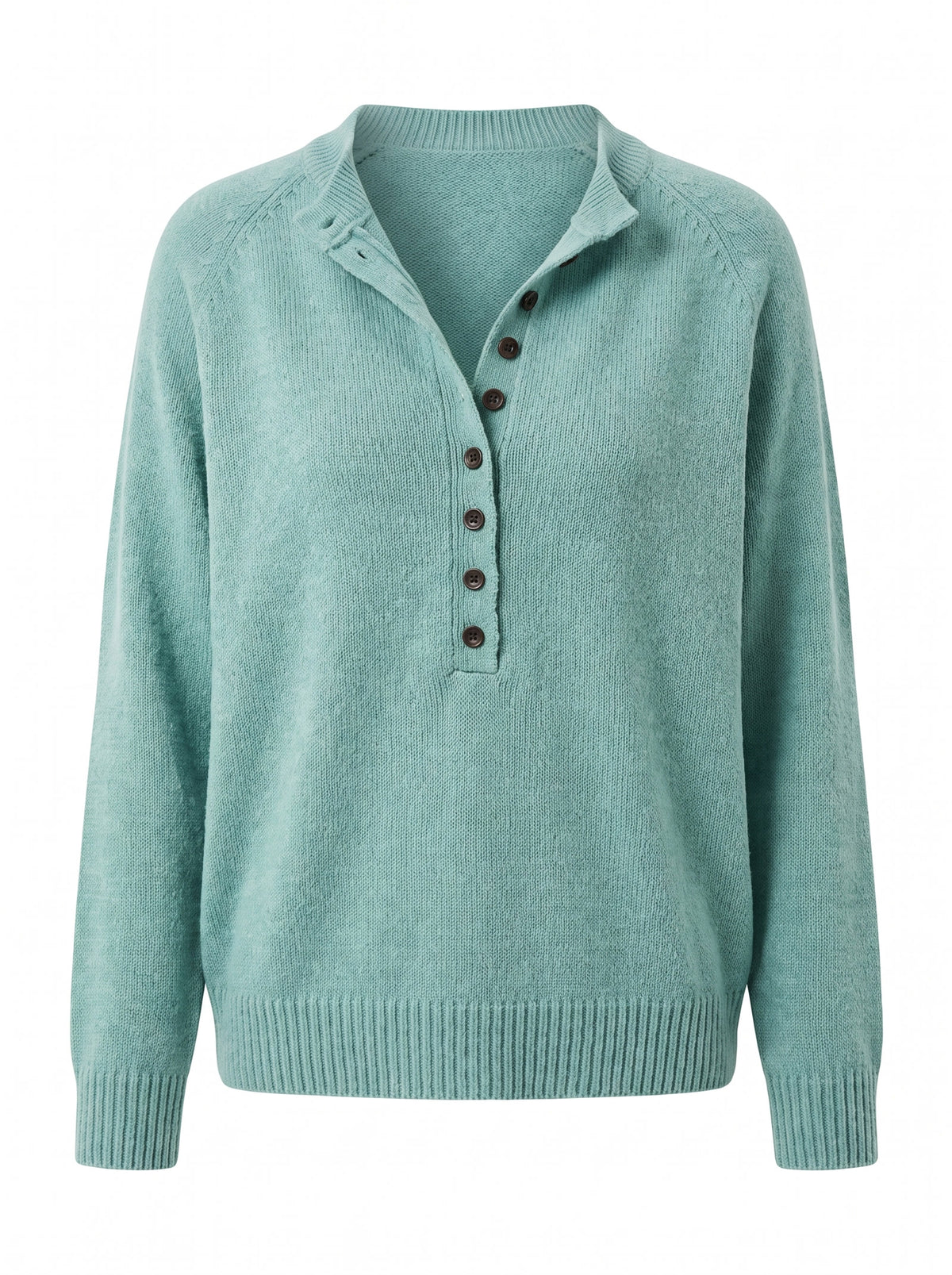 Estelle Women's V-Neck Half-Button Placket Jumper in Emerald Green