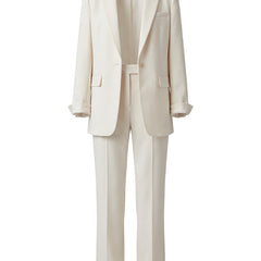 Yvonne Women's Single-Button Blazer and Straight-Leg Trouser Set in Beige