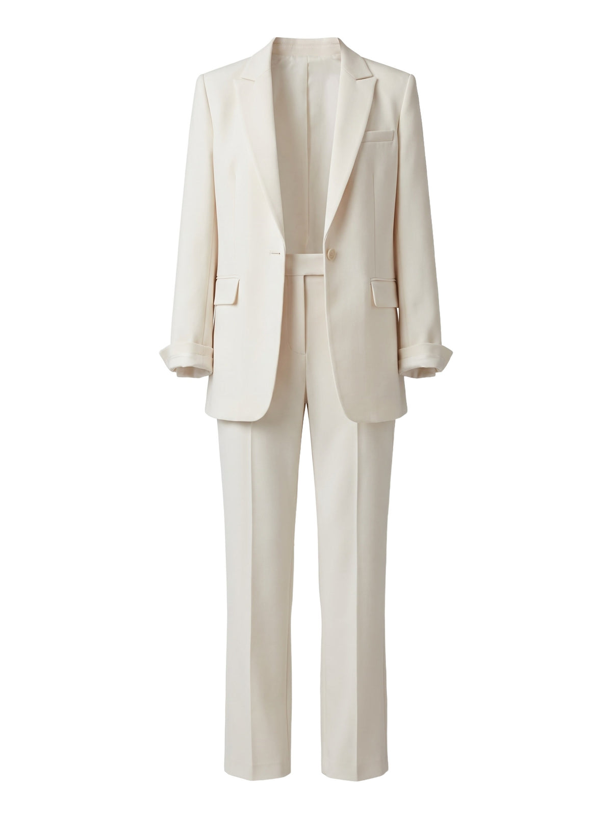 Yvonne Women's Single-Button Blazer and Straight-Leg Trouser Set in Beige
