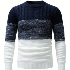 Renata Women's Colour-Block Crew Neck Sweater in Navy & White