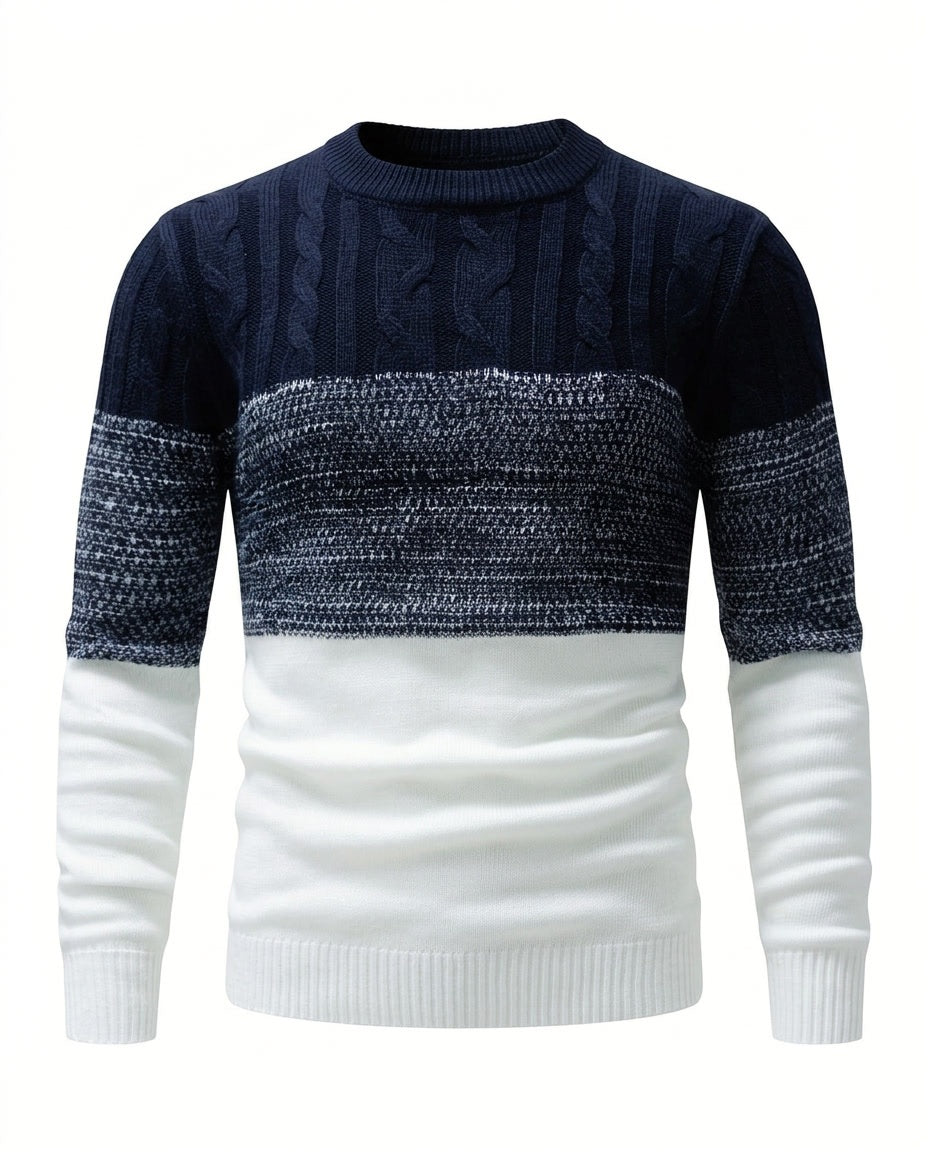 Renata Women's Colour-Block Crew Neck Sweater in Navy & White