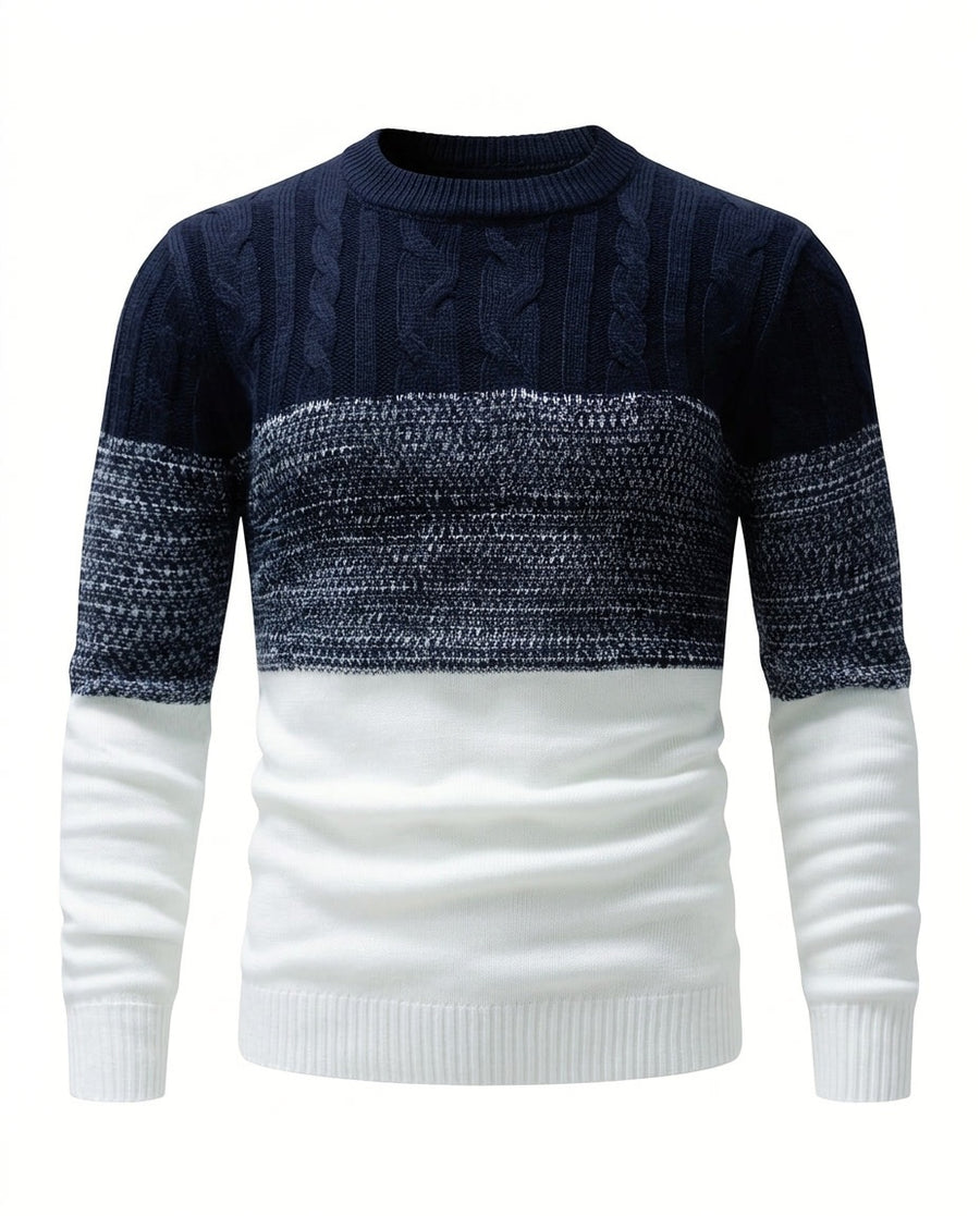 Renata Women's Colour-Block Crew Neck Sweater in Navy & White
