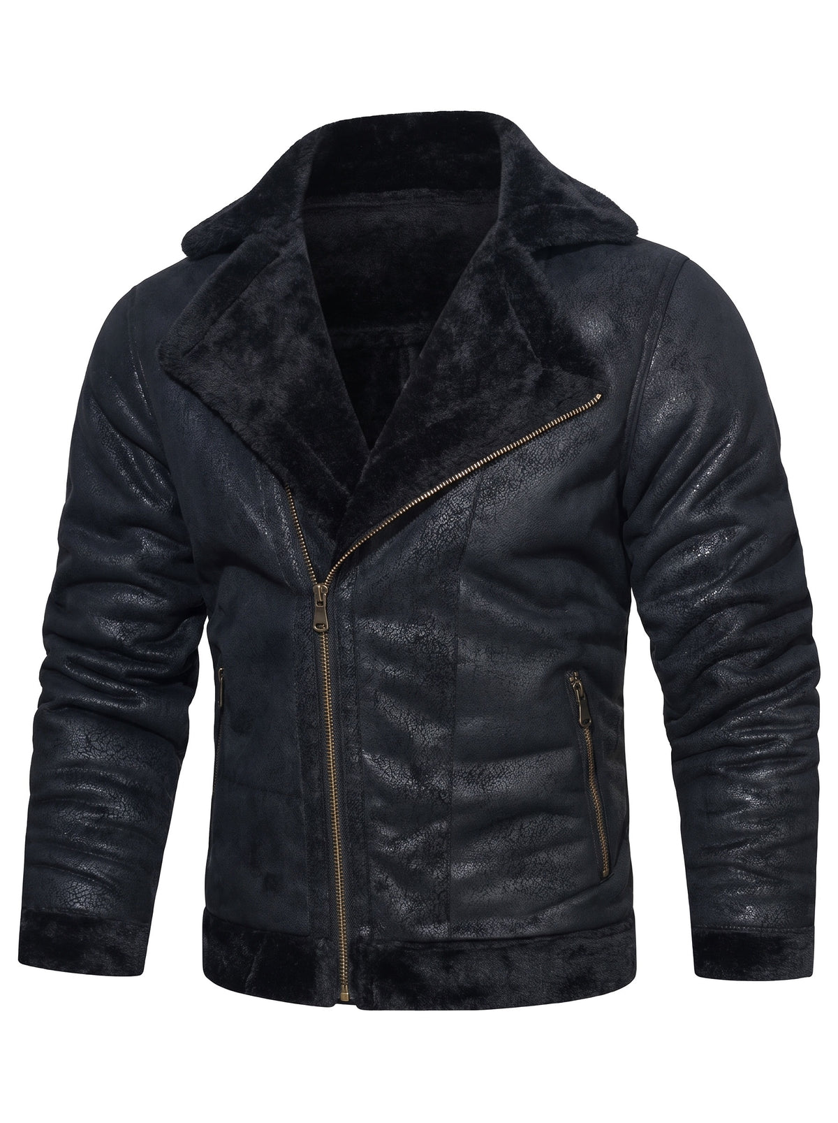 Tamara Women's Rugged Quilted Biker Jacket in black, ghost mannequin front view
