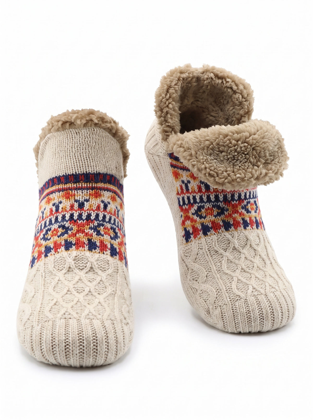 Renata-June Women's Fleece-Lined Snow Print Mid-Calf Socks