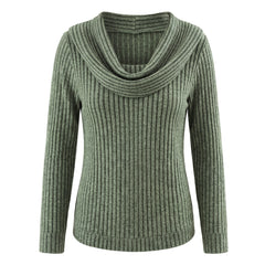 Josephine Women's Cowl Neck Ribbed Knit Sweater in Green