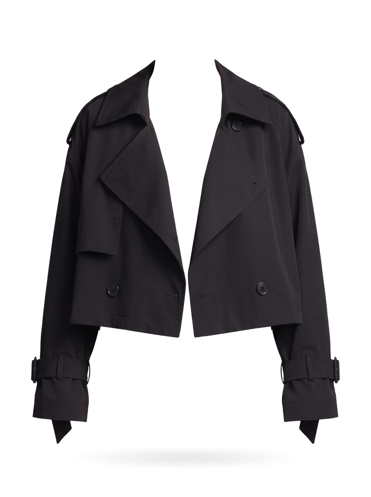 Lucille Women's Cropped Double-Breasted Trench Coat in Black