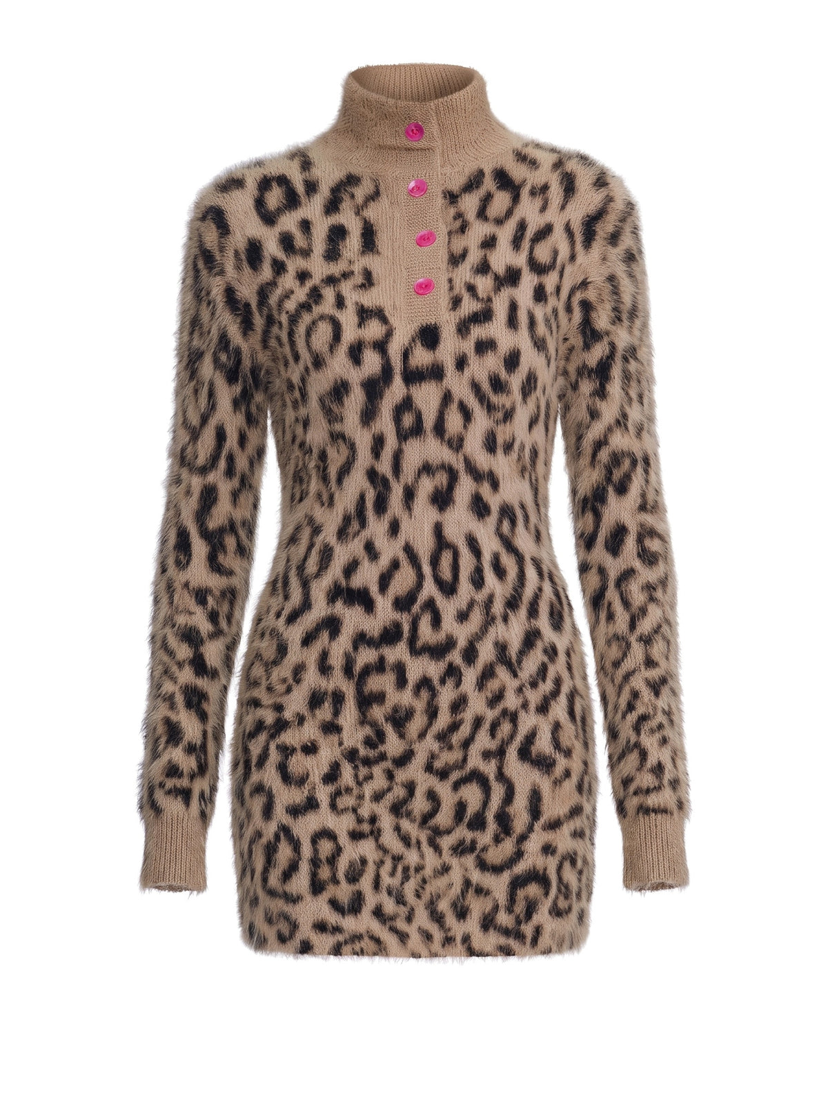 Madeline Women's Leopard-Print Turtleneck Sweater Dress