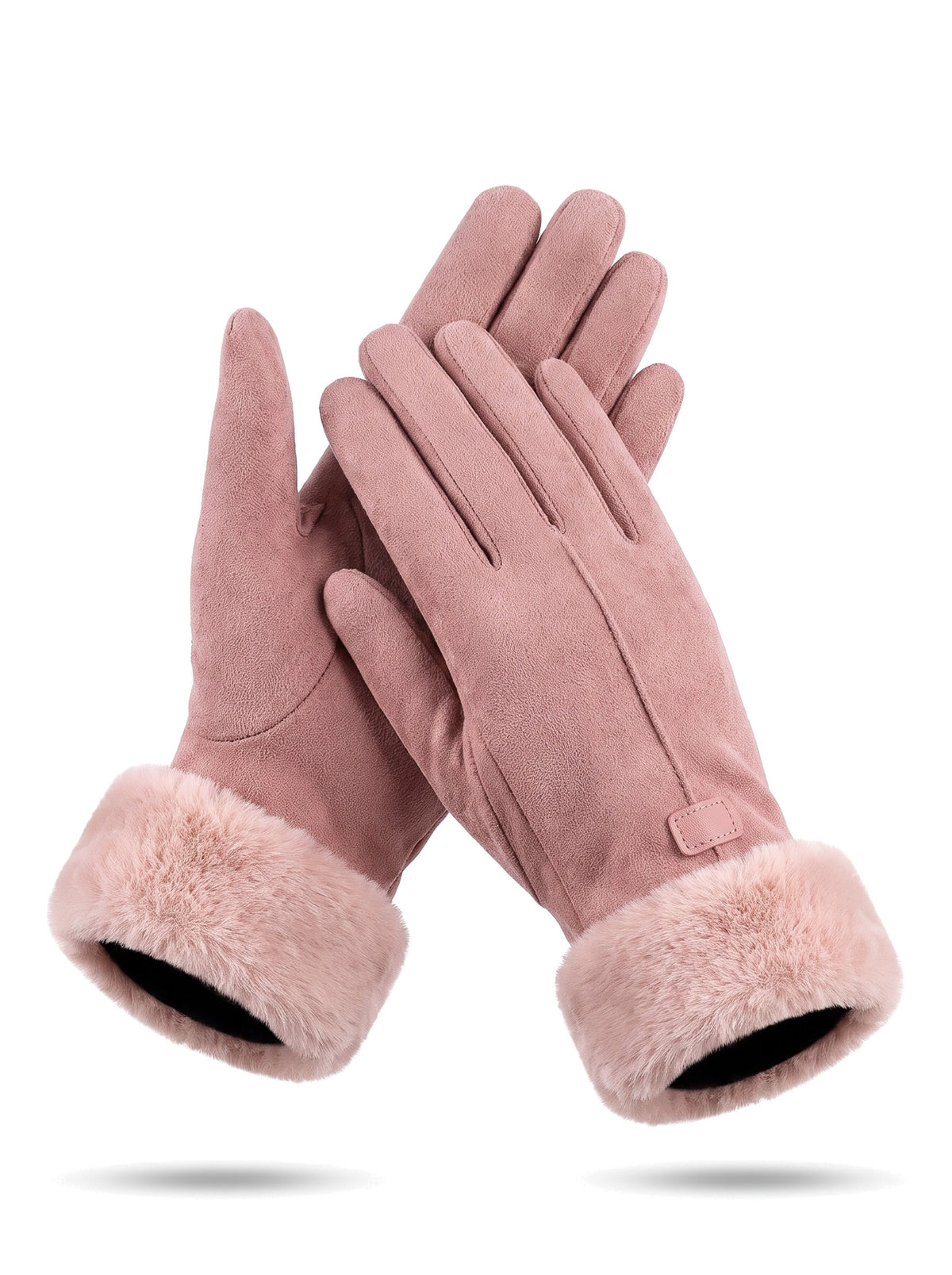 Cornelia-Dorothea Women's Faux Fur Cuff Winter Gloves in pink, studio product shot
