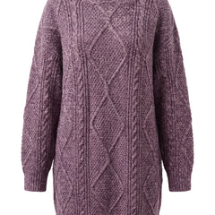 Genevieve-Beatrix purple cable-knit diamond-textured sweater dress