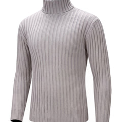 Esther-Patricia Women's Ribbed High-Neck Relaxed-Fit Sweater in light grey, ghost mannequin studio shot