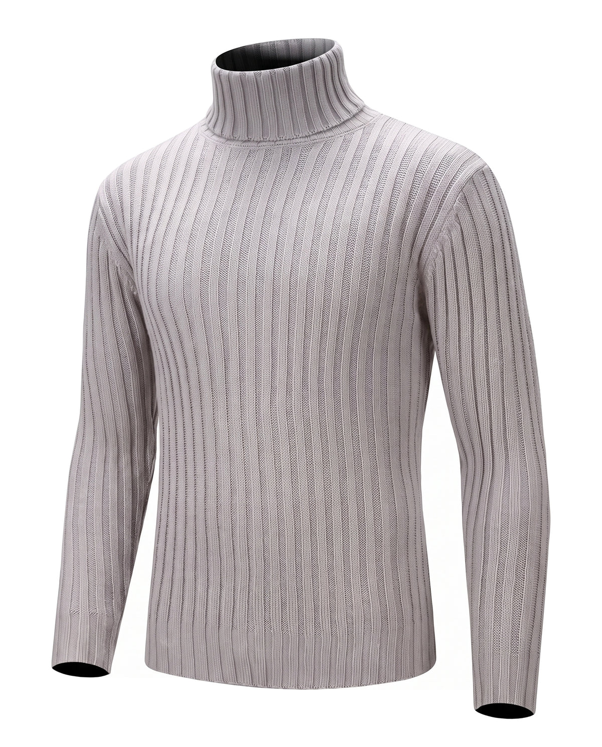Esther-Patricia Women's Ribbed High-Neck Relaxed-Fit Sweater in light grey, ghost mannequin studio shot